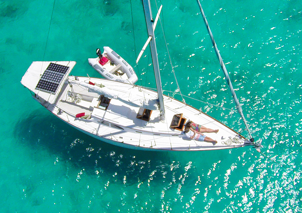 boat with solar panels