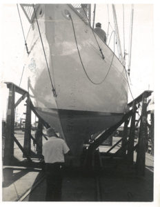 Historical photo of Evening Star in dry dock
